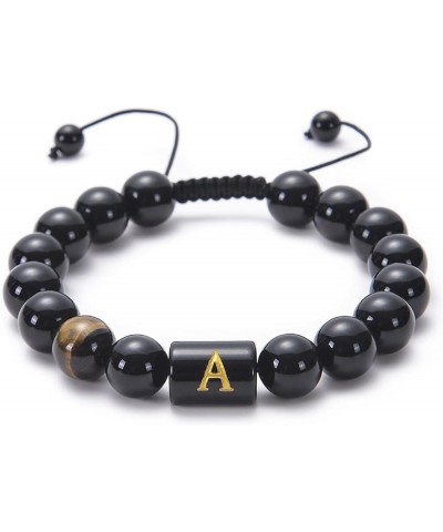 Adjustable Bracelet Men, Bracelet for Teens Tiger-Eye Adjustable Beads with Letter A Bracelet Bead No-Clasp-Type F $9.68 Brac...