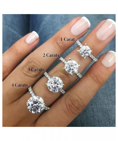 1 to 3 Carat (ctw) Moissanite Adjustable Engagement Rings for Women 6 prong Platinum Plated Silver Moissanite Rings (Adjustab...