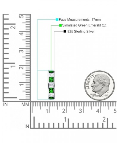 Minimalist Princess Cut Channel Set Hinged Huggie Hoop Earrings Cubic Zirconia 925 Sterling Silver Simulated Green Emerald CZ...