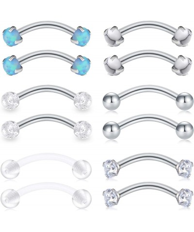 16G Stainless Steel Daith Rook Earring 8mm 10mm Curved Barbell Eyebrow Rings Piercing Jewelry for Women Men 6Style E 8mm $7.6...