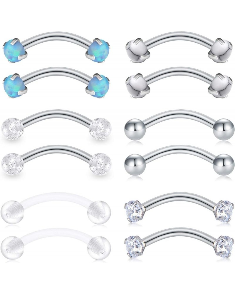 16G Stainless Steel Daith Rook Earring 8mm 10mm Curved Barbell Eyebrow Rings Piercing Jewelry for Women Men 6Style E 8mm $7.6...