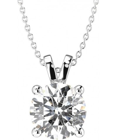 Moissanite Pendant Necklace 1ct-5Ct Classic Round 4 Prong Solitaire Simulated Diamond Necklace for Women Girls 18K White Gold...