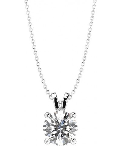 Moissanite Pendant Necklace 1ct-5Ct Classic Round 4 Prong Solitaire Simulated Diamond Necklace for Women Girls 18K White Gold...