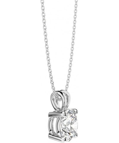 Moissanite Pendant Necklace 1ct-5Ct Classic Round 4 Prong Solitaire Simulated Diamond Necklace for Women Girls 18K White Gold...