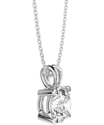 Moissanite Pendant Necklace 1ct-5Ct Classic Round 4 Prong Solitaire Simulated Diamond Necklace for Women Girls 18K White Gold...