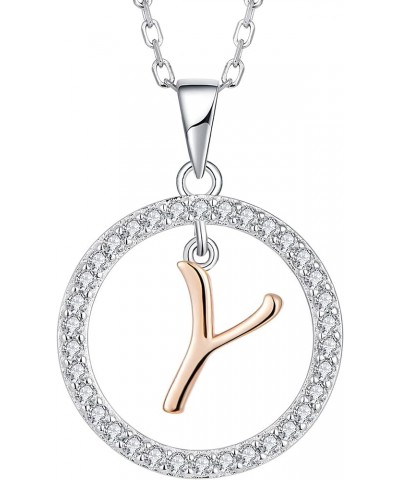 Letter Initial Necklaces for Women 925 Sterling Silver Cubic Zirconia Hanging A-Z Alphabet Pendant Jewelry Y $19.80 Necklaces