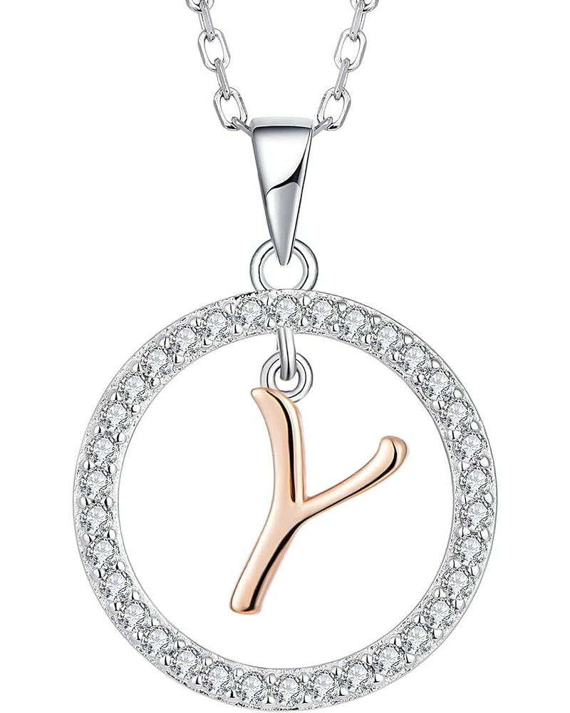 Letter Initial Necklaces for Women 925 Sterling Silver Cubic Zirconia Hanging A-Z Alphabet Pendant Jewelry Y $19.80 Necklaces