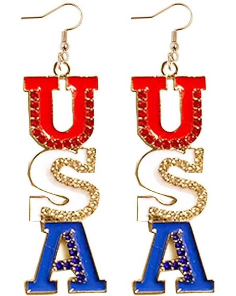 American Flag Earrings for Women Girls 4th of July Patriotic Independence Day Red White Blue Star Heart Wing Boot USA Drop Da...