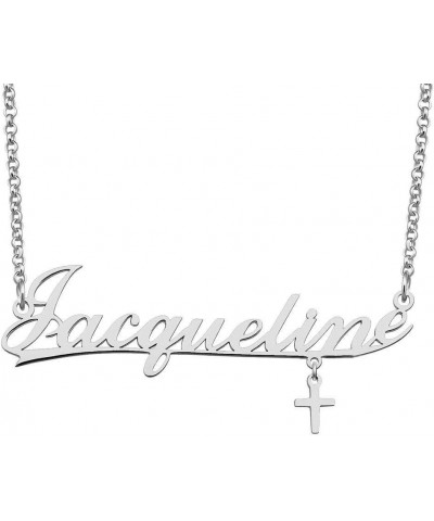 Custom Stainless Steel Pendant Customized Plate Silver Personalized Name Necklace Jacqueline $10.31 Necklaces