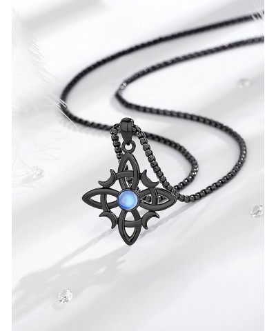 Sterling Silver Irish Jewelry, Celtic Claddagh Witches Knot Necklace for Women Teen Girls Witches Knot - Black $24.29 Pendants