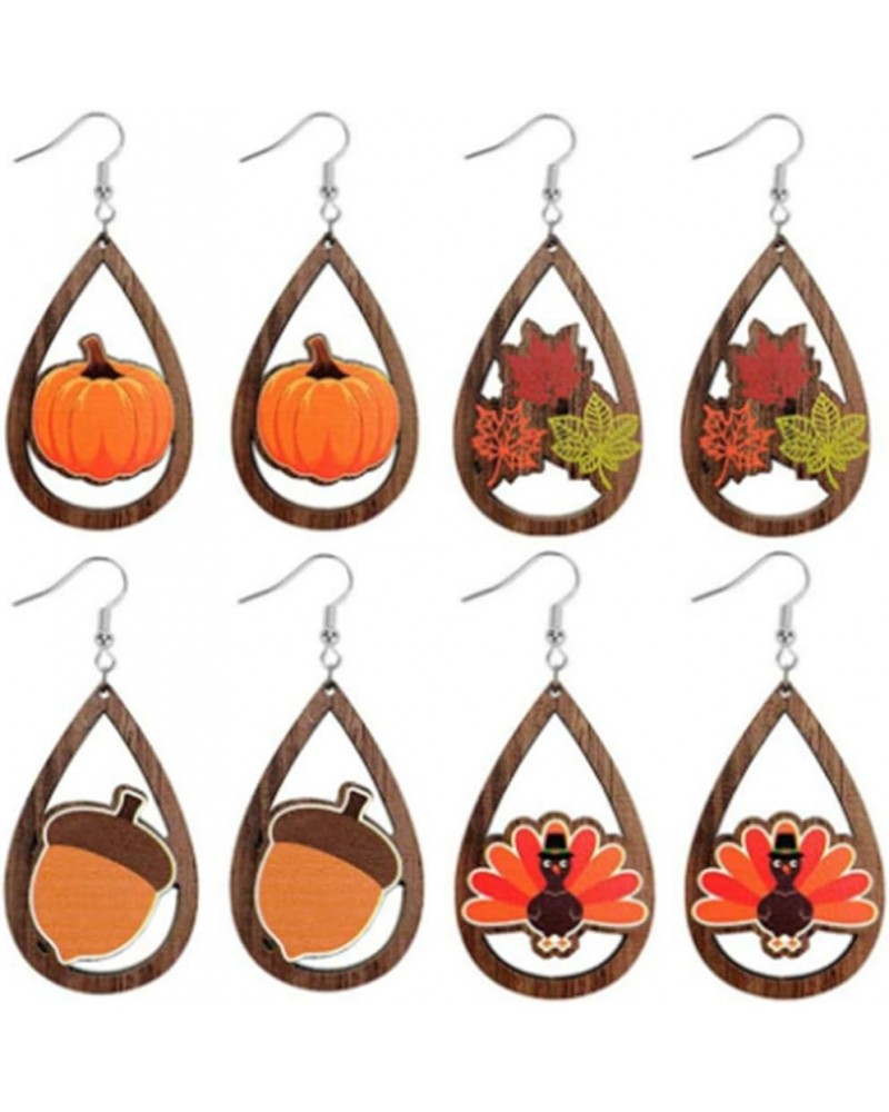 Thanksgiving Earrings for Women Fall Earrings Maple Leaf Pumpkin Teardrop Earring Turkey Mushroom Acorn Earrings Autumn Wood ...