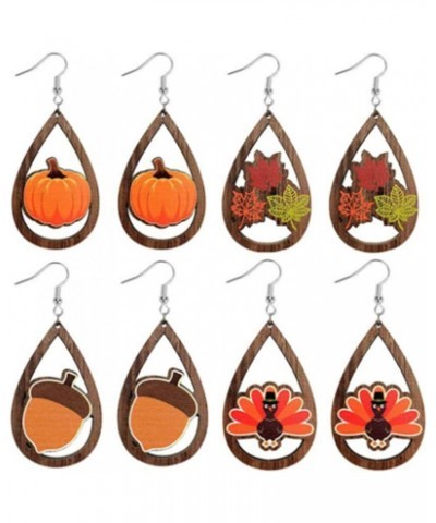 Thanksgiving Earrings for Women Fall Earrings Maple Leaf Pumpkin Teardrop Earring Turkey Mushroom Acorn Earrings Autumn Wood ...