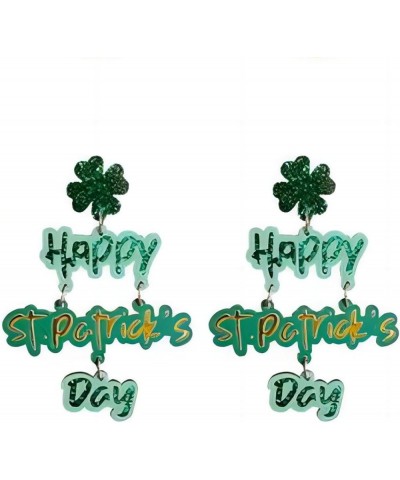 Cute Cartoon St. Patrick's Day Earrings Green Hat Clover Horseshoe Funny Dinosaur Drop Earrings for Irish Festival Gifts for ...