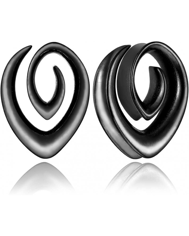 2PCS 8mm-25mm (0G-1") Cool Spiral Saddle Gauges for Ears Women Men, Hypoallergenic 316 Stainless Steel Ear Plugs and Tunnels ...