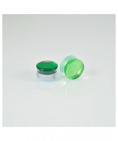 PAIR Green Glass Double Flare Solid Ear Plug Expander Purple Glass Ear Gauge Tunnel Body Piercing Jewelry 6mm-25mm/2G-1'' PAI...