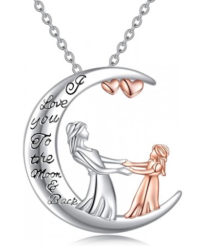 Gifts for Mom Nana Sterling Silver Mother Daughter Jewelry Birthday Christmas Gifts C Mom-moon $18.86 Necklaces