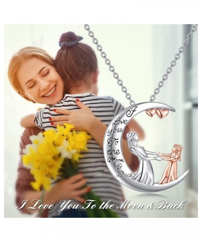 Gifts for Mom Nana Sterling Silver Mother Daughter Jewelry Birthday Christmas Gifts C Mom-moon $18.86 Necklaces