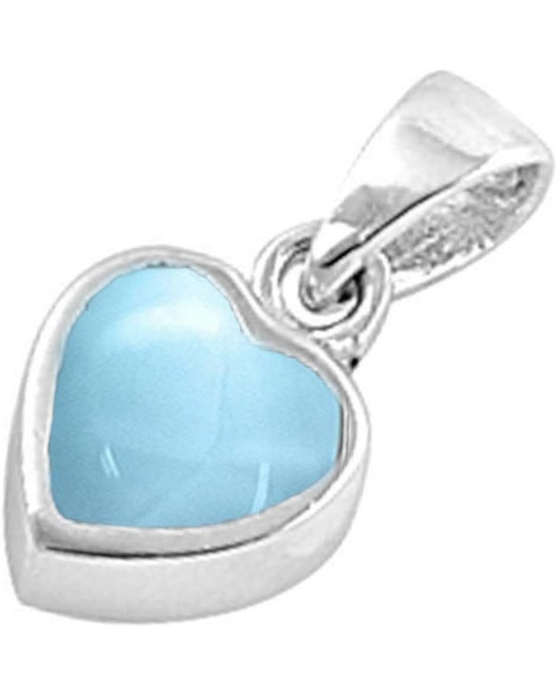 Natural Larimar Cute Heart .925 Sterling Silver Charm Pendant Sterling Silver $10.54 Pendants