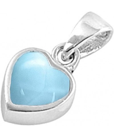 Natural Larimar Cute Heart .925 Sterling Silver Charm Pendant Sterling Silver $10.54 Pendants