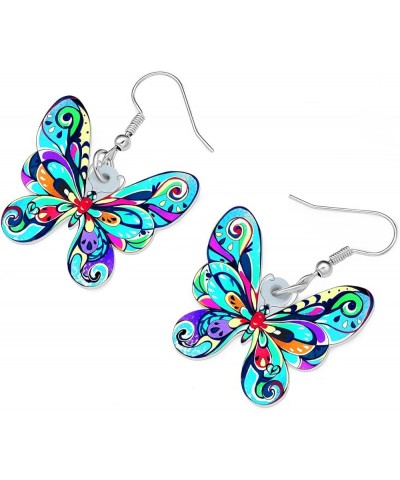 Drop Dangle Big Morpho Menelaus Butterfly Earrings Fashion Insect Jewelry For Women Girls Sky $6.83 Earrings