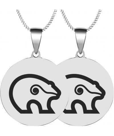 2PCS Lakota Sioux Bear God And Sprits Engraved Symbol Stainless Steel Men Women Jewelry Pendant Necklace Chain 2XSilver $6.78...