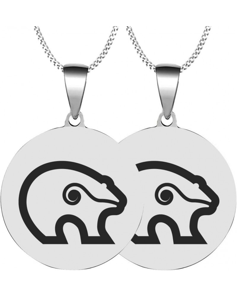 2PCS Lakota Sioux Bear God And Sprits Engraved Symbol Stainless Steel Men Women Jewelry Pendant Necklace Chain 2XSilver $6.78...