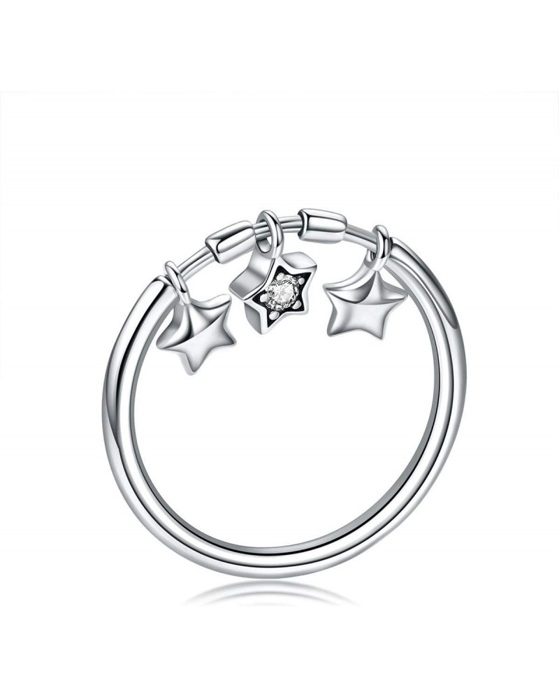 925 Sterling Silver Fashion Sparkling Dangle Star Finger Rings for Women Wedding Engagement Ring Jewelry $11.39 Rings