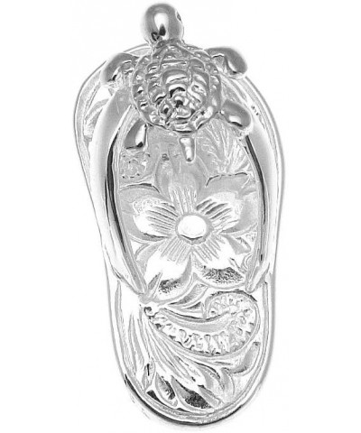 925 Sterling silver Hawaiian scroll plumeria honu sea turtle slipper flip flop pendant $11.21 Necklaces