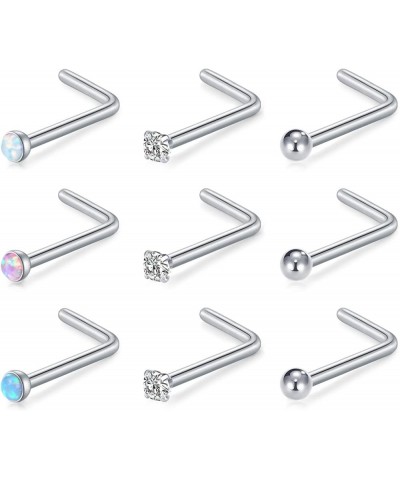 Nose Rings 18G Nose Rings Hoops Surgical Steel Nose Piercing Kit L Shape Nose Studs for Women CZ Heart Moon Nose Piercings Si...