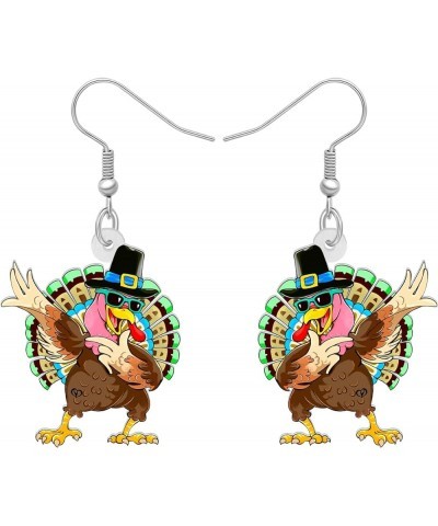 Acrylic Thanksgiving Cartoon Hat Turkey Chicken Earrings Drop Dangle Jewelry For Women Kids Charms Gifts Clay $6.00 Earrings