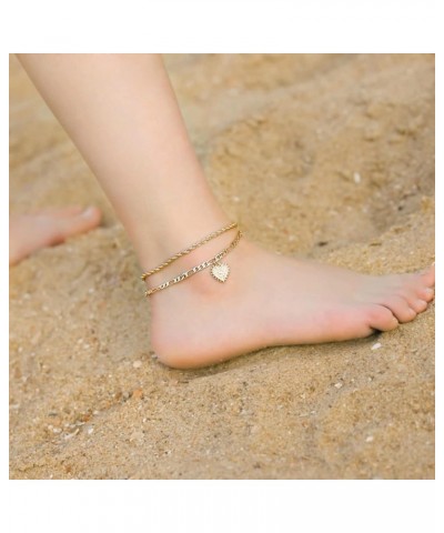 Initial Ankle Bracelets for Women - 14K Gold Filled Dainty Heart Initial Anklet Foot Jewelry Gold Anklets for Women Teen Girl...