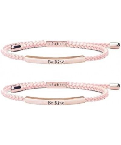 Be Kind of a Bitch Bracelet, Adjustable Hand Braided Wrap Bracelet for Women Jewelry Gifts Bracelet Rose Gold 2*Pink $9.71 Br...