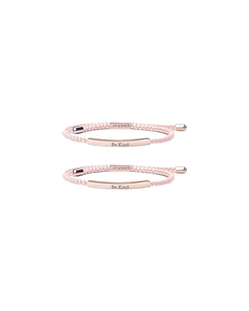 Be Kind of a Bitch Bracelet, Adjustable Hand Braided Wrap Bracelet for Women Jewelry Gifts Bracelet Rose Gold 2*Pink $9.71 Br...