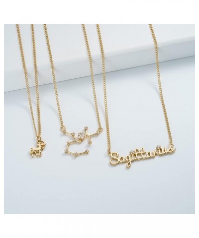 3A Zirconia 14K Gold Plated 12 Constellation Pendant Necklace with Letter Horoscope Zodiac Sign for Women Sagittarius-Gold $9...