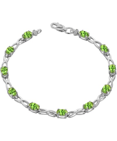 Elegant 10k White Gold Personalized Genuine Birthstone Infinity Bracelet 6.5 Inches Peridot $154.99 Bracelets