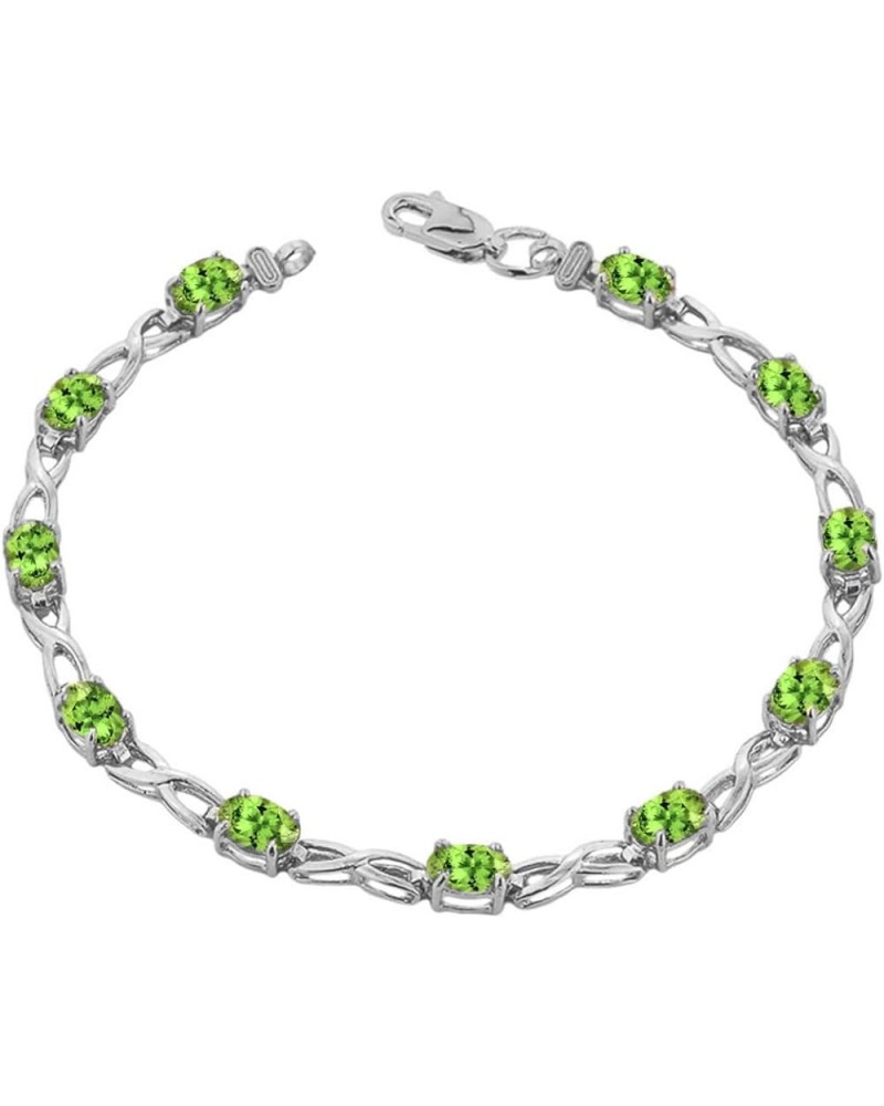 Elegant 10k White Gold Personalized Genuine Birthstone Infinity Bracelet 6.5 Inches Peridot $154.99 Bracelets