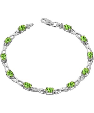 Elegant 10k White Gold Personalized Genuine Birthstone Infinity Bracelet 6.5 Inches Peridot $154.99 Bracelets