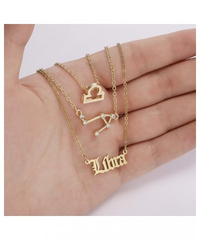 3pcs Zodiac Necklaces 12 Constellation Pendant Necklace Astrology Horoscope Old English Zodiac Sign Necklace Jewelry with Mes...