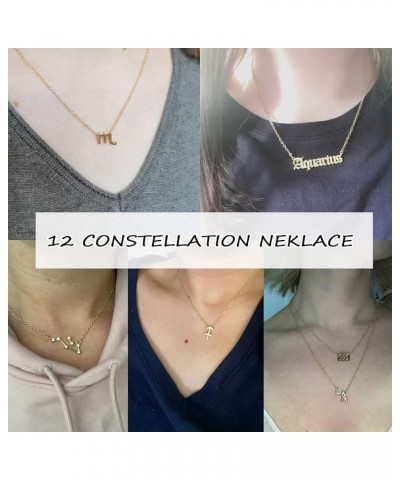 3pcs Zodiac Necklaces 12 Constellation Pendant Necklace Astrology Horoscope Old English Zodiac Sign Necklace Jewelry with Mes...