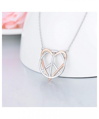 Peace Angel Cross Necklace for Women Sterling Silver Peace Sign Cross Pendant Necklace Heart Love Jewelry Heart $20.25 Necklaces