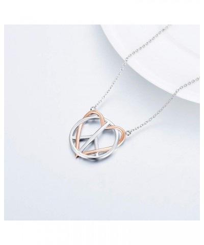 Peace Angel Cross Necklace for Women Sterling Silver Peace Sign Cross Pendant Necklace Heart Love Jewelry Heart $20.25 Necklaces