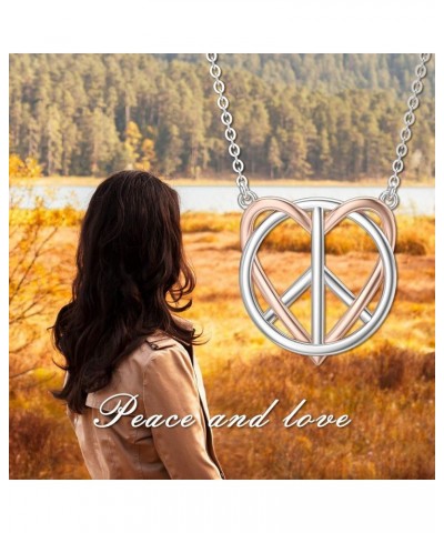 Peace Angel Cross Necklace for Women Sterling Silver Peace Sign Cross Pendant Necklace Heart Love Jewelry Heart $20.25 Necklaces