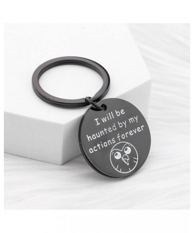 Owl House Fan Gift Hooty Keychain I Will Be Haunted by My Actions Forever Black $10.73 Earrings