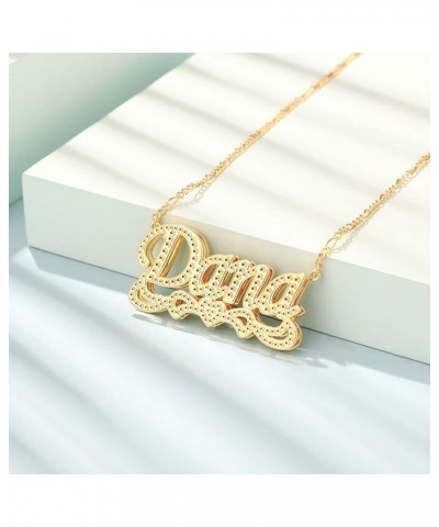 Name Necklace Personalized Name Plate Necklaces Custom Name Necklace for Women Double Plated Name Necklace Gold Name Plate Ne...