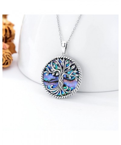 Tree of Life Necklaces 925 Sterling Silver Abalone Shell Family Tree Pendant Necklace Jewelry Gifts for Women Teen Girls Frie...