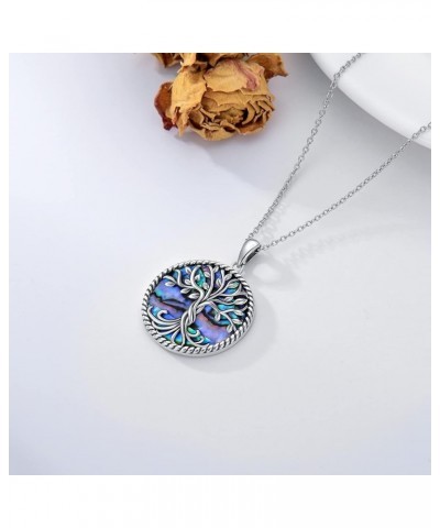 Tree of Life Necklaces 925 Sterling Silver Abalone Shell Family Tree Pendant Necklace Jewelry Gifts for Women Teen Girls Frie...