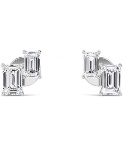 1-5 Carat (ctw) White Gold Emerald Shape LAB GROWN 2 Stone Diamond Earrings (Color H-I Clarity VS1-VS2) White Gold 2.0 carats...