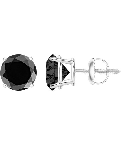 1/2-10 Carat Total Weight Black Diamond Stud Earrings 4 Prong Screw Back White Gold 4.0 carats $162.63 Earrings