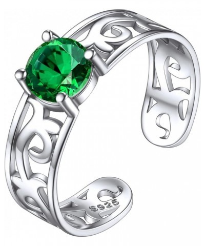 925 Sterling Silver Round Created Birthstone Celtic Knot Stackable Eternity Ring for Women Adjustable 05. May - Emerald $12.9...