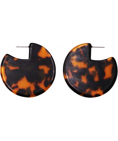 Women's Lucite Solid Disc Hoop Post Back Earrings 1.75 Tortoise $10.81 Earrings